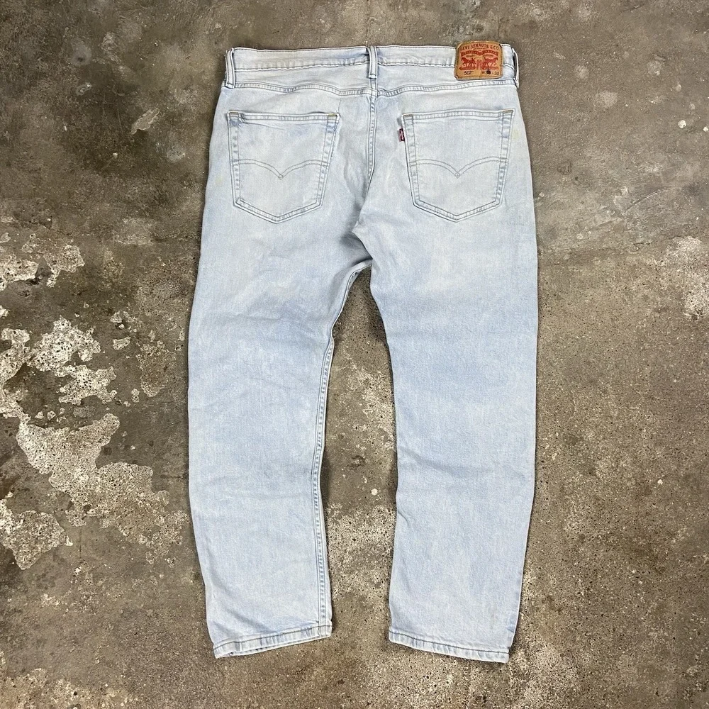 Levi's 502 Jeans Size 36x30 Blue Denim Light Wash Tapered Fit Casual